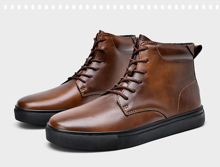 brown flat marten leather shoes 