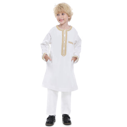Middle East Teen Boy Embroidered Robe Suit - Merchantsy 