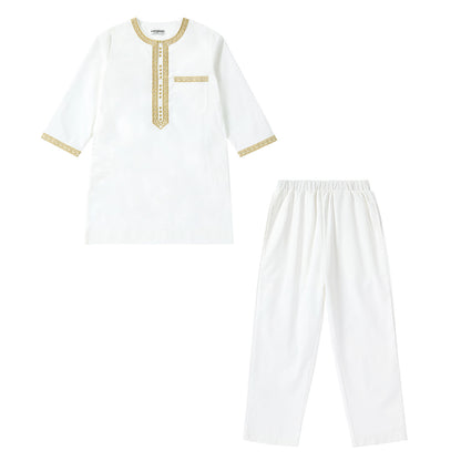 Middle East Teen Boy Embroidered Robe Suit - Merchantsy 