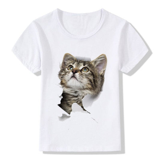 Casual Short-sleeved Cat 3d Printed Children's T-shirt - Merchantsy 