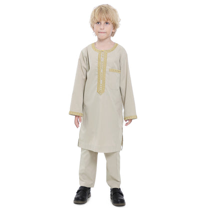 Middle East Teen Boy Embroidered Robe Suit - Merchantsy 