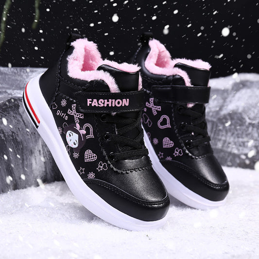 Girl Plus fleece warm sports shoes Black