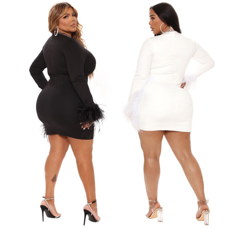 black and white plus size dress
