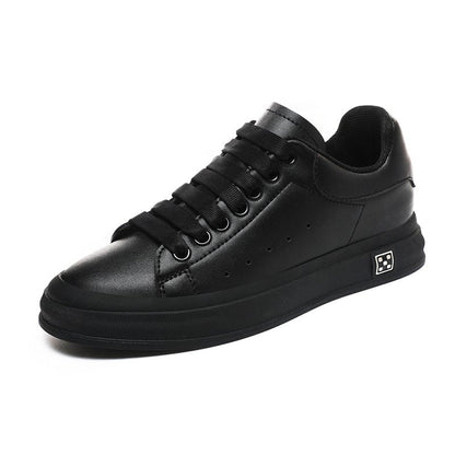 Trendy Men White Leather Soft Bottom Casual Shoes - Merchantsy 