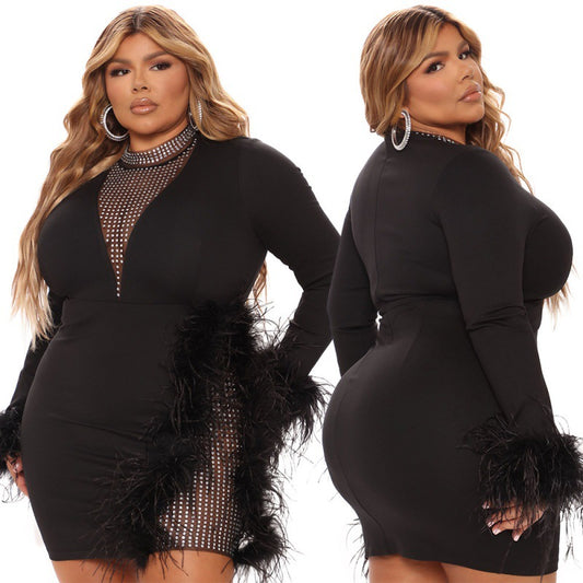 Black voile feather dress 