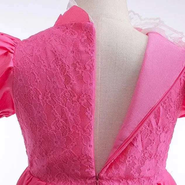 Girls Fancy Peach Cosplay Dress up Princess Game Role Play 4 6 8 10 Yrs Kids Final Level Peach Costume Movie Elegant Party Frock
