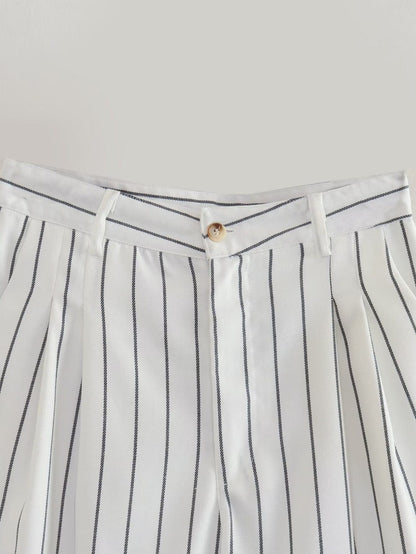 Striped Loose Straight Trousers