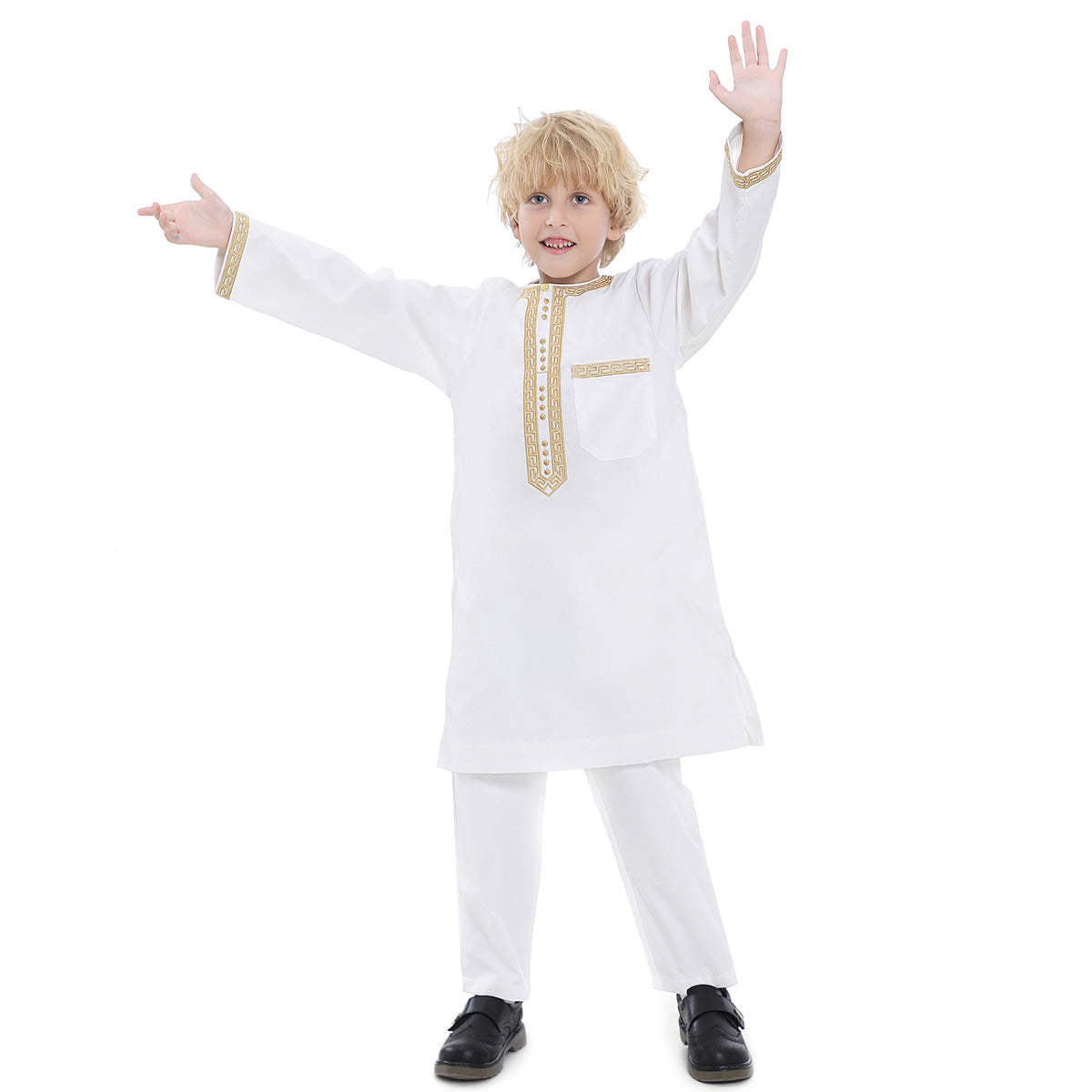 Middle East Teen Boy Embroidered Robe Suit - Merchantsy 