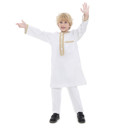 Middle East Teen Boy Embroidered Robe Suit - Merchantsy 