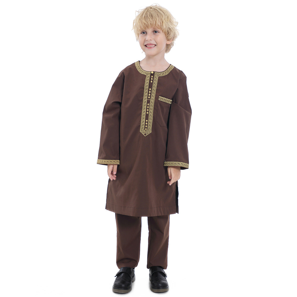 Middle East Teen Boy Embroidered Robe Suit - Merchantsy 