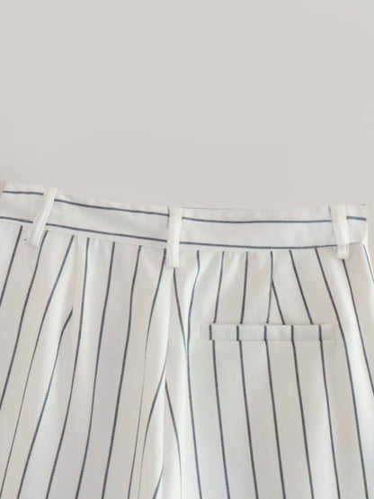 Striped Loose Straight Trousers