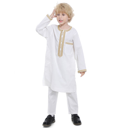 Middle East Teen Boy Embroidered Robe Suit - Merchantsy 